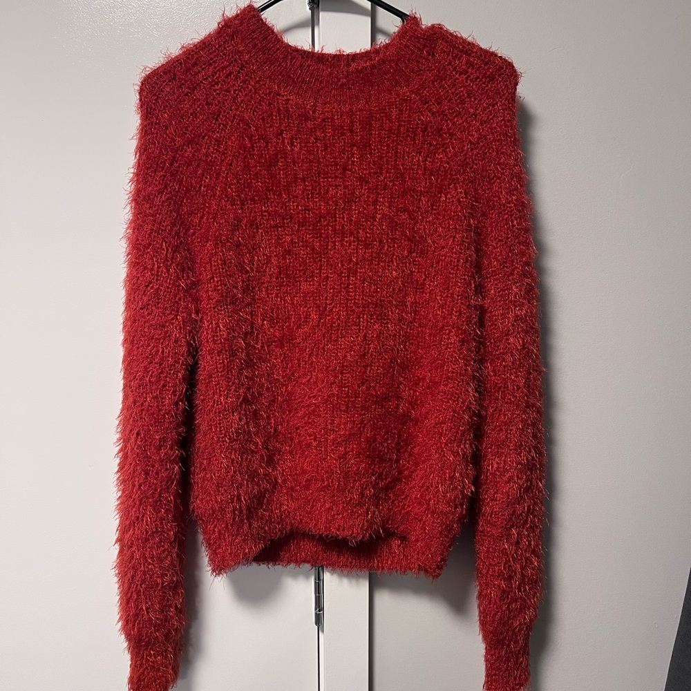 Shaggy Red Crew Neck Sweater